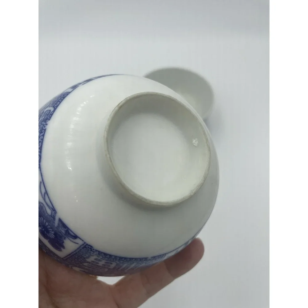 Set of 3 Antique Japanese‎ Chinese Asian Blue & White Rice Bowls